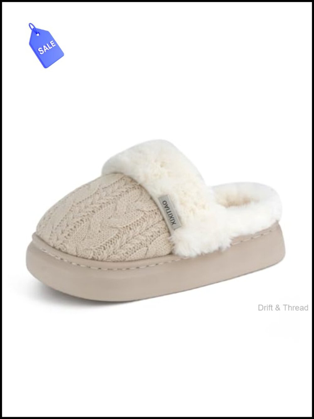 Women's Plush Knit Slippers Fuzzy Fleece Lining Memory Foam Non-Slip Slip-On
